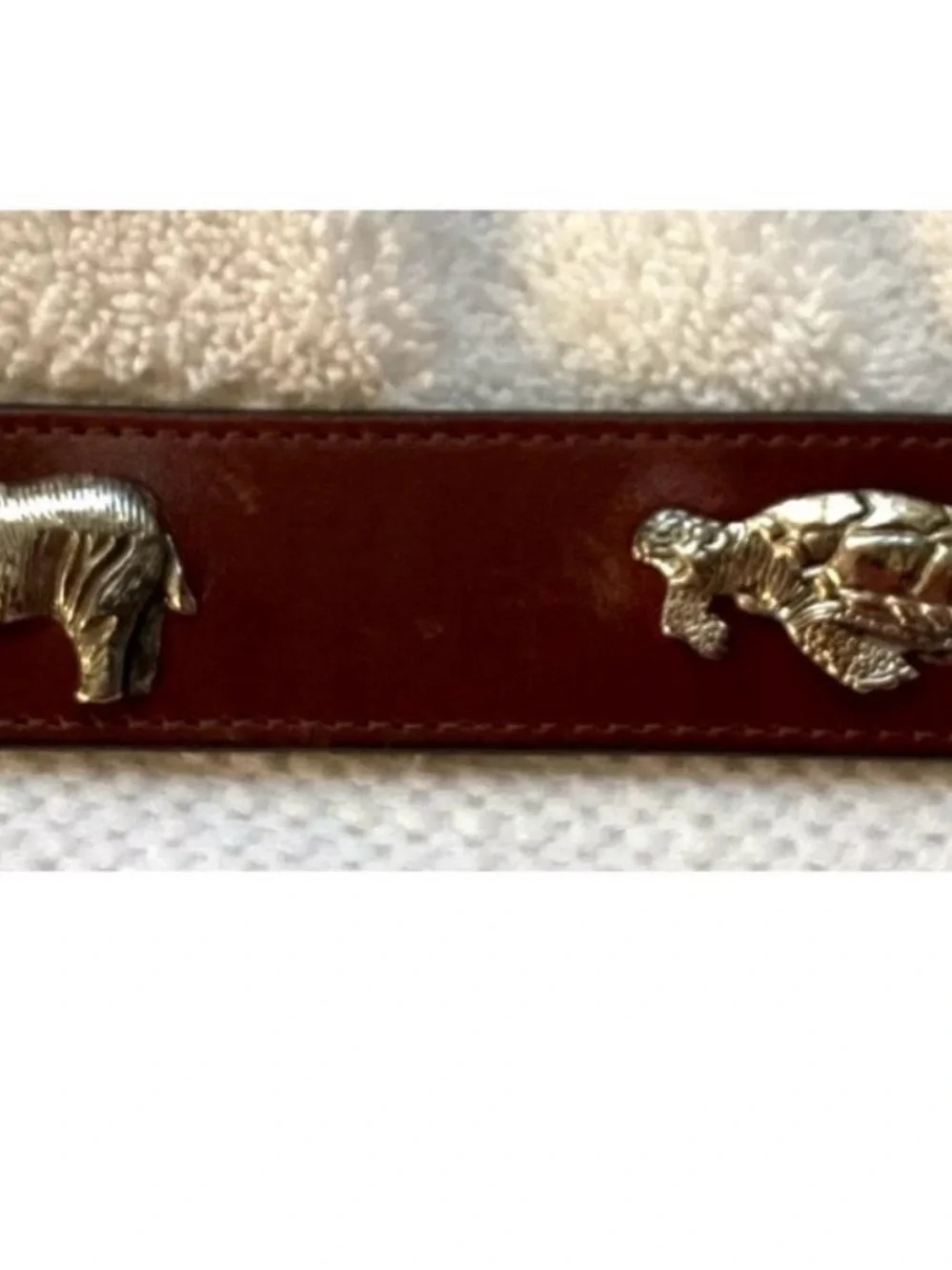 Women's Brown Leather Belt with Polished Silver Buckle